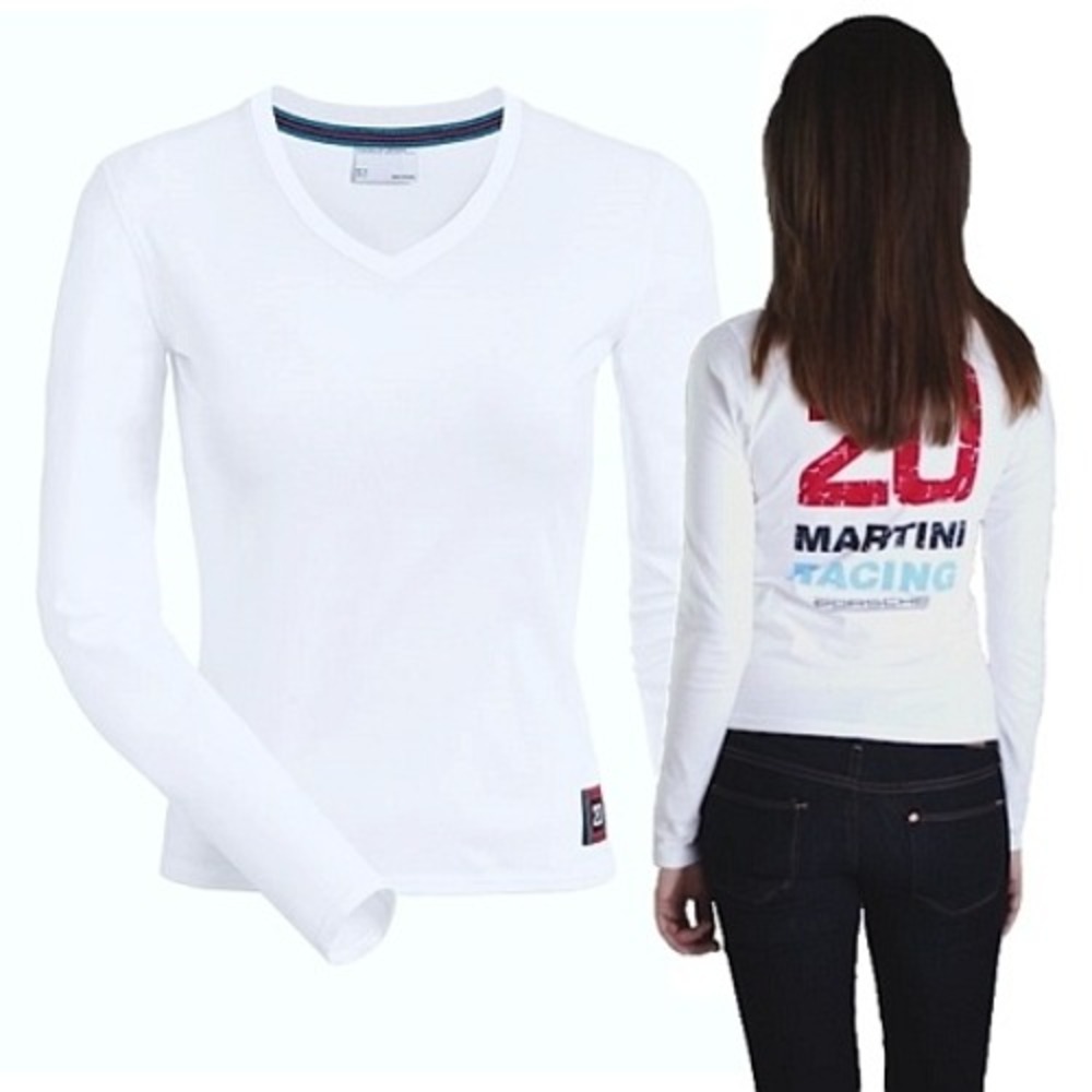 Porsche Martini Racing Long Sleeve Tee White Motorsport Graphic NWT L